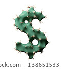 3D Wild Desert Cactus Dollar Sign with Sharp Spines 138651533