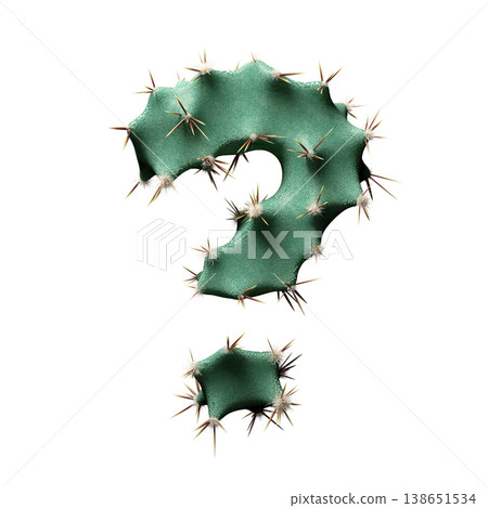 3D Wild Desert Cactus Question Mark with Sharp Spines 3D Wild Desert Cactus Question Mark with Sharp Spines 138651534