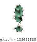 3D Wild Desert Cactus Exclamation Mark with Sharp Spines 138651535