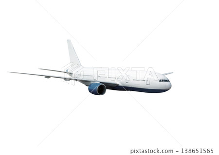 Wide body passenger plane fly isolated on white background Wide body passenger plane fly isolated on white background 138651565