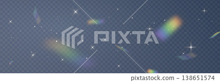 Light effect background. Diamond glass flare. Rainbow hologram. Holographic confetti bg. Prism lens. Shiny festive decor. Crystal texture. Party celebration. Holiday design. Vector Illustration Light effect background. Diamond glass flare. Rainbow hologram. Holographic confetti bg. Prism lens. Shiny festive decor. Crystal texture. Party celebration. Holiday design. Vector Illustration 138651574