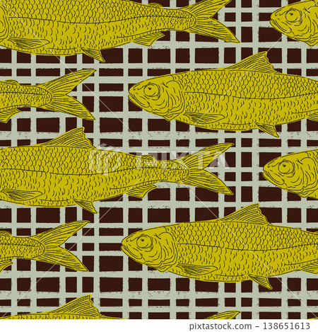 vector seamless pattern with hand drawn waves 138651613