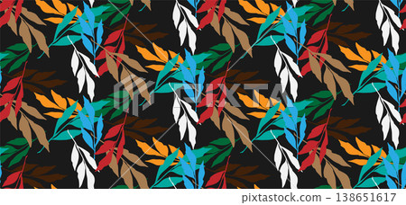 vector seamless pattern with leaves and plants vector seamless pattern with leaves and plants 138651617