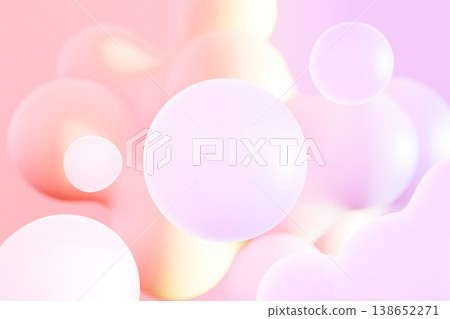 Abstract composition of soft pink and white floating spheres 138652271