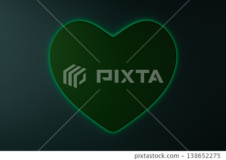 Deep green heart symbol glowing in a dark space Deep green heart symbol glowing in a dark space 138652275