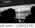 Black And White Ferry Imagery. Evening Scene Of Strangers On Toronto Ferry With Reflections 138652391