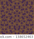 Purple and Yellow Art Deco Seamless Pattern with Ornamental Geometric Linework 138652463
