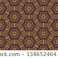 Purple and Yellow Art Deco Seamless Pattern with Ornamental Geometric Linework 138652464