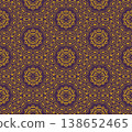 Purple and Yellow Art Deco Seamless Pattern with Ornamental Geometric Linework 138652465