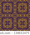Purple and Yellow Art Deco Seamless Pattern with Ornamental Geometric Linework 138652475