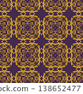 Purple and Yellow Art Deco Seamless Pattern with Ornamental Geometric Linework 138652477