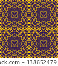 Purple and Yellow Art Deco Seamless Pattern with Ornamental Geometric Linework 138652479