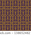 Purple and Yellow Art Deco Seamless Pattern with Ornamental Geometric Linework 138652482