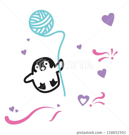 Cute penguin hanging with thread 138652501