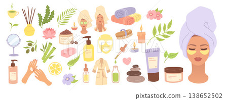 Spa wellness set Vector illustration Spa wellness set Vector illustration 138652502
