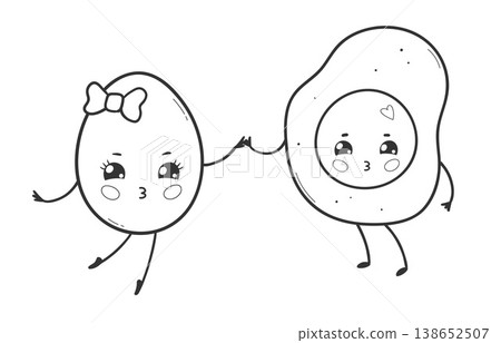 Cute egg and fried egg characters Cute egg and fried egg characters 138652507