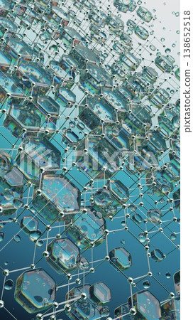 Abstract Image of a Molecular Hexagonal Network With Shiny Spherical Elements Abstract Image of a Molecular Hexagonal Network With Shiny Spherical Elements 138652518