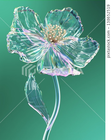 Elegant Glass Flower Against a Gradient Green Background Elegant Glass Flower Against a Gradient Green Background 138652519