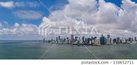 Aerial view of Brickell skyline. Panoramic cityscape of Brickell Miami. Skyscrapers of Brickell. Scenic view of the Brickell in Miami Beach. Iconic business towers in Miami. Aerial view of Brickell skyline. Panoramic cityscape of Brickell Miami. Skyscrapers of Brickell. Scenic view of the Brickell in Miami Beach. Iconic business towers in Miami. 138652711