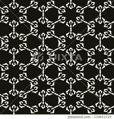 Abstract simple floral gothic style seamless pattern. Elegant minimal monochrome stylish background. Perfect for textile, wallpaper and fabrics. 138652729
