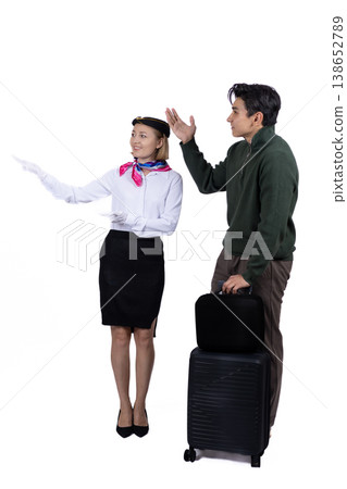 Young couple with suitcase preparing for a trip or travel 138652789