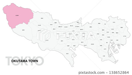 [Map of Japan] Location map of Okutama Town, Tokyo, including the names of municipalities. 138652864