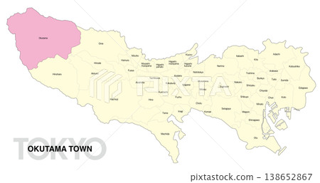 [Map of Japan] Location map of Okutama Town, Tokyo, with city/ward names (English) 138652867