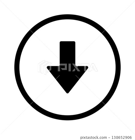 Download icon with arrow pointing down inside circle simple minimal symbol for app interface file transfer button web navigation concept Download icon with arrow pointing down inside circle simple minimal symbol for app interface file transfer button web navigation concept 138652906