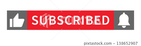 Subscribed button with like icon and notification bell social media interface banner red subscribe confirmation concept for video channel user engagement ui design 138652907