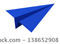 Paper airplane illustration blue origami flying plane minimal design symbol of message communication delivery startup idea and business launch concept isolated 138652908