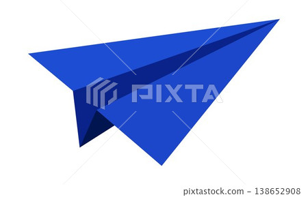 Paper airplane illustration blue origami flying plane minimal design symbol of message communication delivery startup idea and business launch concept isolated 138652908