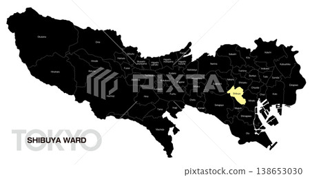 【日本地圖】東京澀谷區位置圖,包括週邊市町村名稱(英文) 【日本地圖】東京澀谷區位置圖,包括週邊市町村名稱(英文) 138653030
