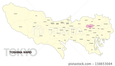 [Map of Japan] Location map of Toshima Ward, Tokyo, including the names of municipalities (English) 138653084