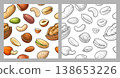 Vintage vector engraving seamless pattern hazelnut, peanut, almond, cashew, pistachio, walnut 138653226