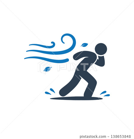 Facing the Strong Wind Icon Facing the Strong Wind Icon 138653848