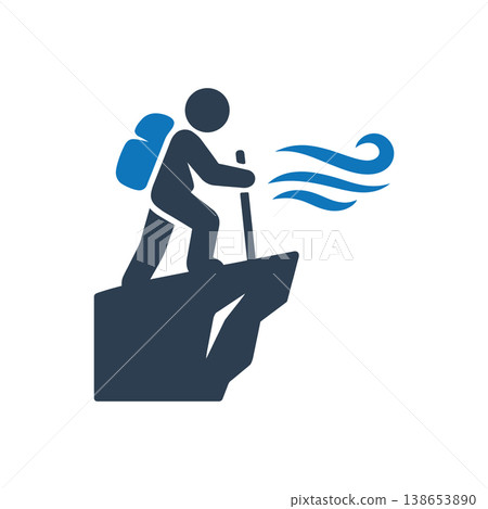 Mountain Hiking Windy Peak Icon 138653890