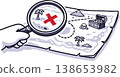 Treasure Map Search Concept Magnifying Glass Finding Location Vector Illustration 138653982