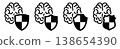Brain icon behind shield, different versions. Thinking or mind protection concept 138654390