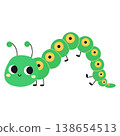 Cute cartoon caterpillar. Design for children. Vector illustration in a flat style, isolated on a white background 138654513