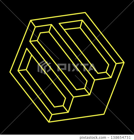 Impossible shape. Web design element. Optical illusion object. Line design. Geometric figure.  138654731