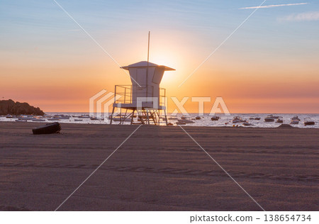 Beach at sunrise in Tossa de Mar, Spain 138654734