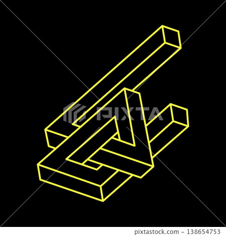 Impossible object. Optical illusion shape. 3d illustration. Geometric figures. Impossible object. Optical illusion shape. 3d illustration. Geometric figures. 138654753