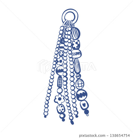 Doodle style keychain and pendant. Decorative key holder in flat design. Vector illustration. Doodle style keychain and pendant. Decorative key holder in flat design. Vector illustration. 138654754
