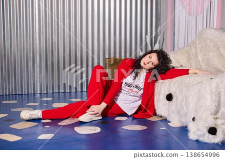 Artistic representation of confident performer next to cozy polar display Artistic representation of confident performer next to cozy polar display 138654996