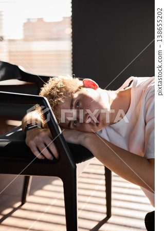 Young white man intimate portrait connecting with camera Young white man intimate portrait connecting with camera 138655202