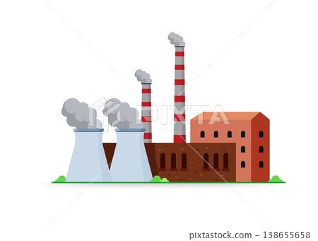 Industrial Factory Plant with Smoking Chimneys Stock Illustration. Industrial Factory Plant with Smoking Chimneys Stock Illustration. 138655658