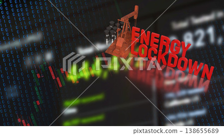 Digital Energy Lockdown Crisis with Oil Market Volatility Background 3d render. 138655689