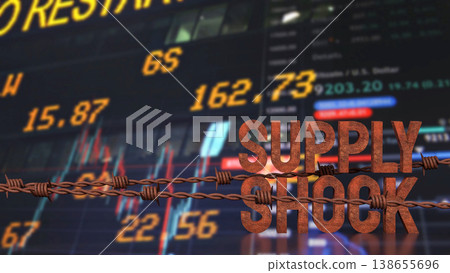 Supply Shock Crisis with Market Data and Trade Restriction Concept 3d render. Supply Shock Crisis with Market Data and Trade Restriction Concept 3d render. 138655696