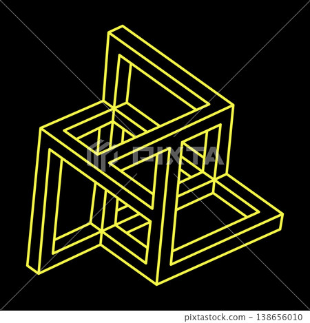 Impossible optical illusion shape. Optical art object. Impossible figures. Line art. Geometry. Impossible optical illusion shape. Optical art object. Impossible figures. Line art. Geometry. 138656010