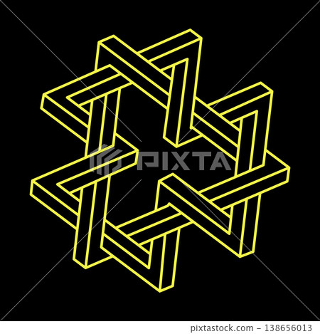 Impossible optical illusion shape. Optical art object. Impossible figures. Sacred geometry. Line art.  138656013